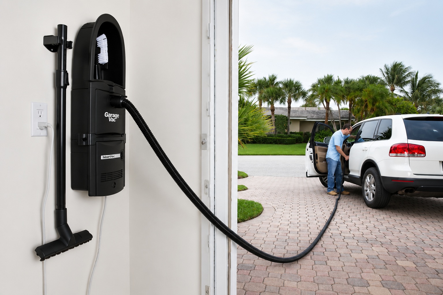 Garage vac in action on SUV