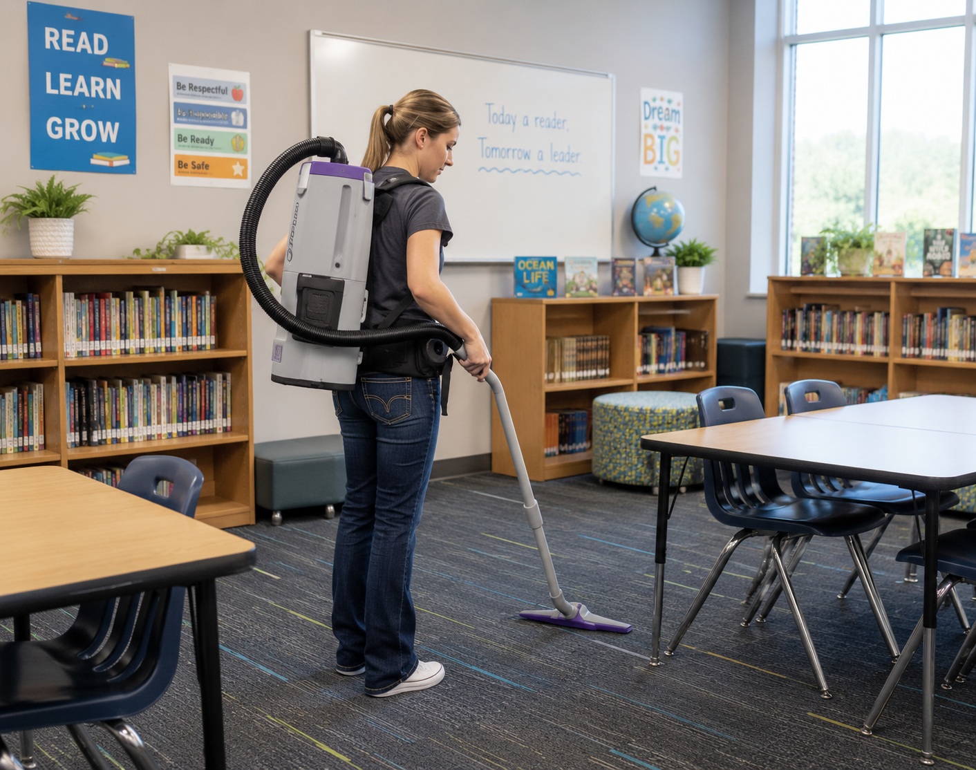 ProTeam GoFit Backpack Vacuum in Schools